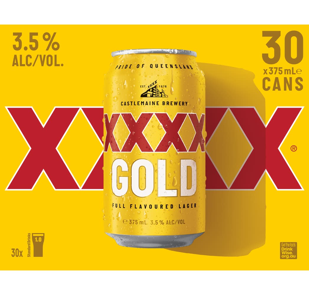 XXXX Gold Lager Beer (30 x 375mL)