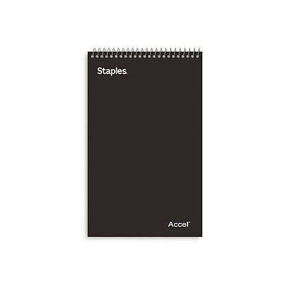 Staples Accel Top-Bound 2-subject Pocket Wide Ruled Notebook (6" x 9.5"/black)