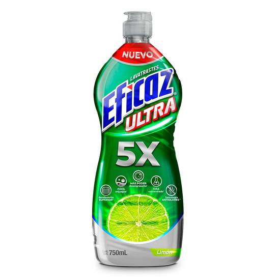 Eficaz lavatrastes líquido ultra 5x (botella 750 ml)