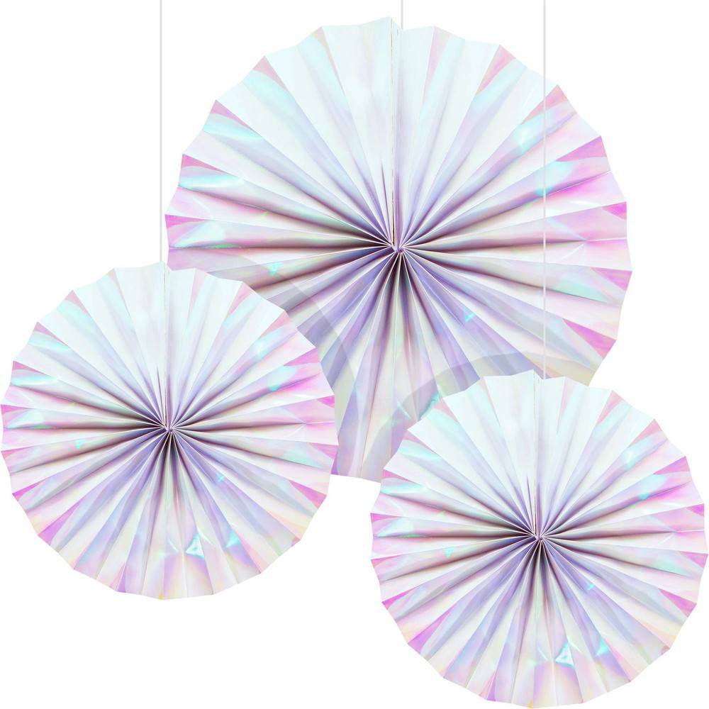 Party-Eh! Iridescent Foil Paper Fans (3 units)