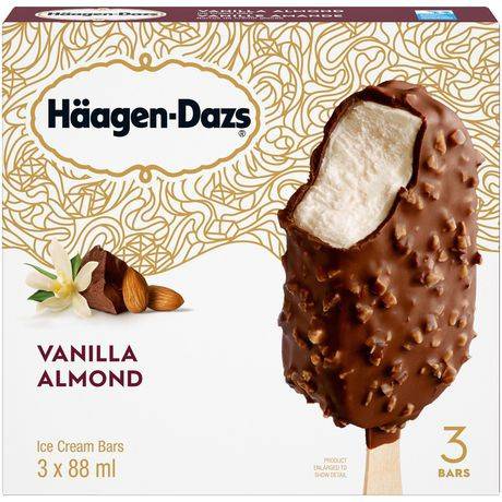Häagen-Dazs Vanilla Almond Ice Cream Bars (3 x 88 ml)