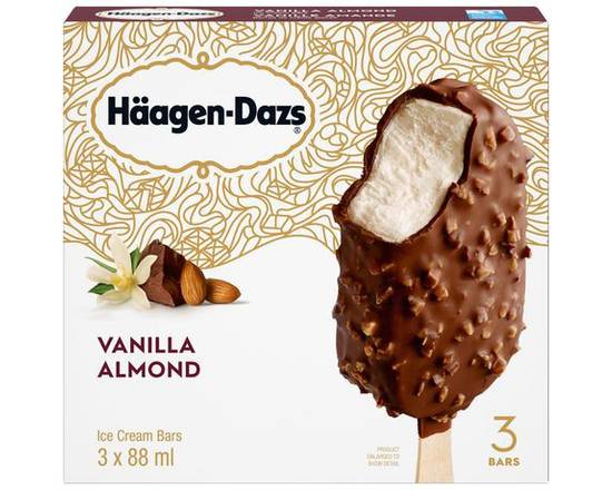 Häagen-Dazs · Barres de crème glacée HÄAGENDAZS® Vanille amande 3 x 88 ml (500 g) - Vanilla almond ice cream bars (3 x 88 mL)