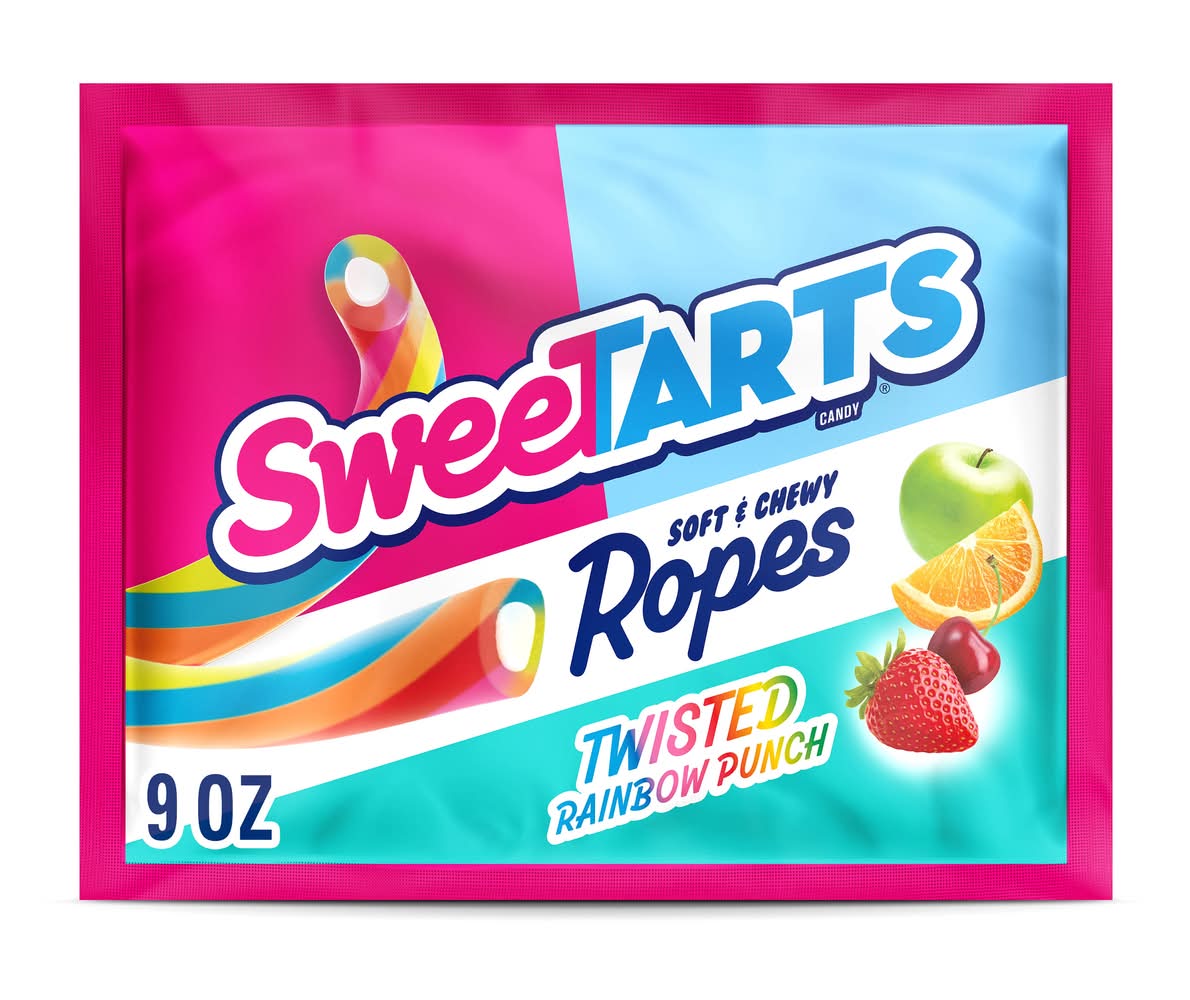 SweeTARTS Soft & Chewy Ropes Candy, Twisted Rainbow Punch (9 oz)