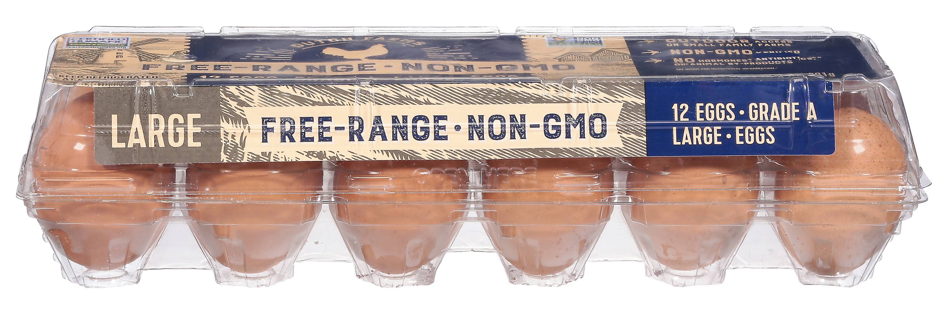 Dutch Farms Free Range Non Gmo Eggs, L (12 ct)
