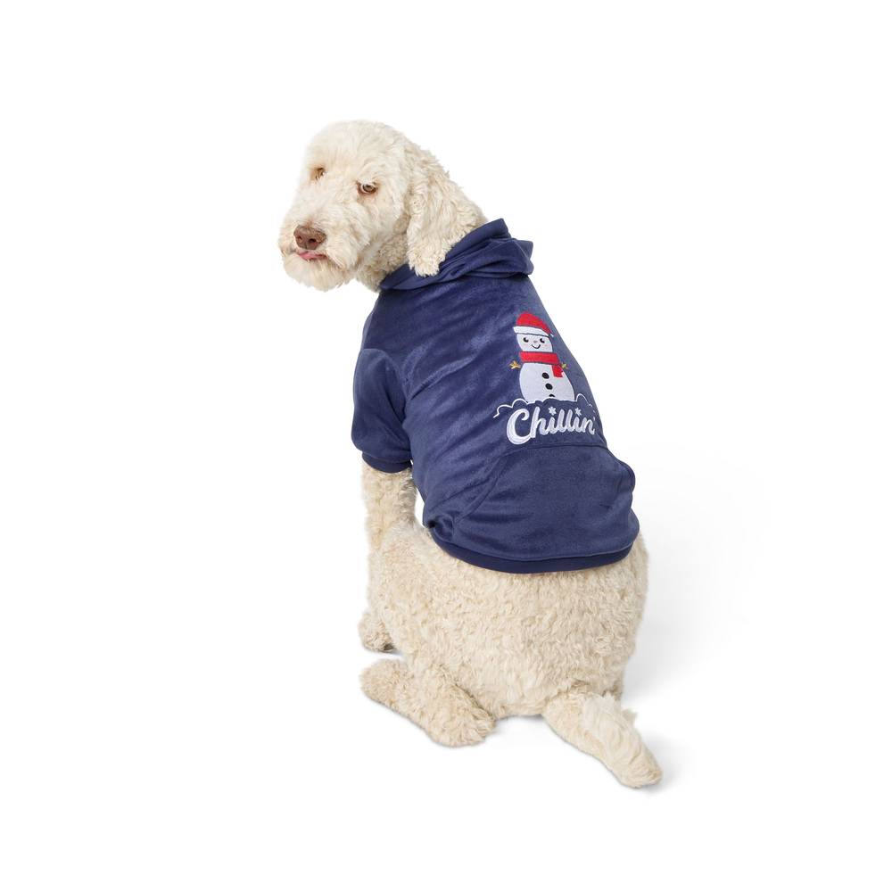 Merry & Bright Chillin Dog Hoodie, X Large, Navy