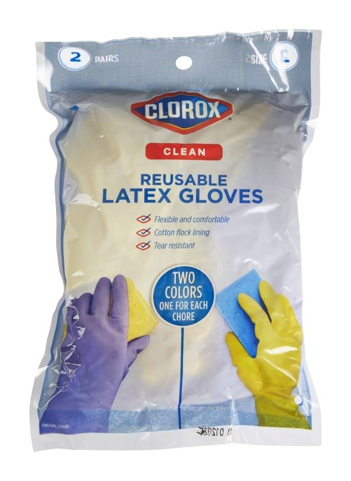 Clorox Clean Reusable Latex Gloves, L (2 ct)
