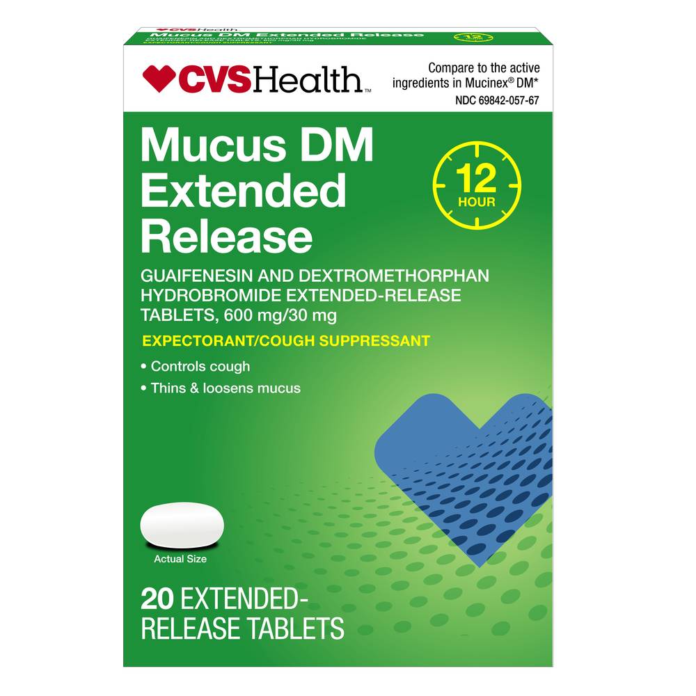 Cvs Health 12Hr Mucus Dm Extended Release Cough Tablets, 20 Ct