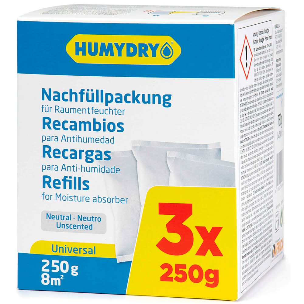 Humydry - Recarga Desumidificador Basic, 3 x 250g