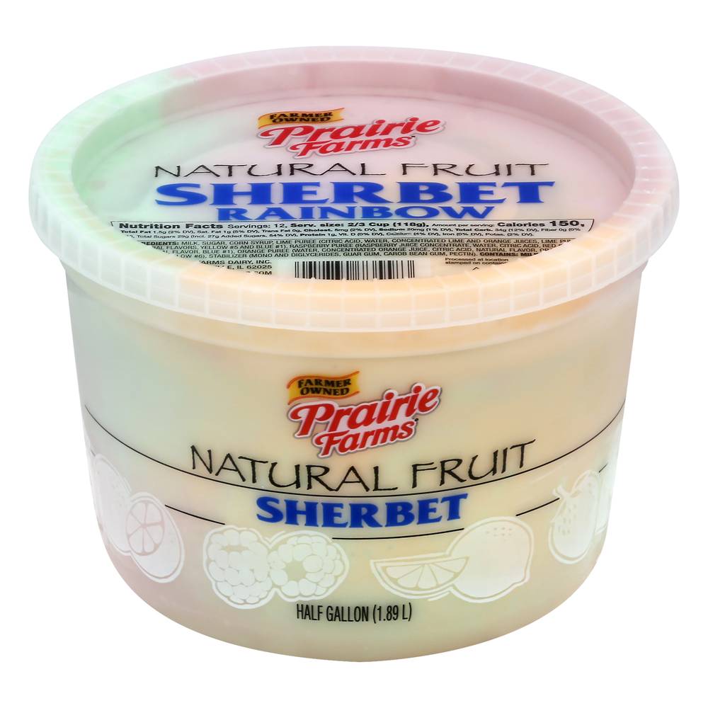 Prairie Farms Natural Fruit Rainbow Sherbet (1.89 L)