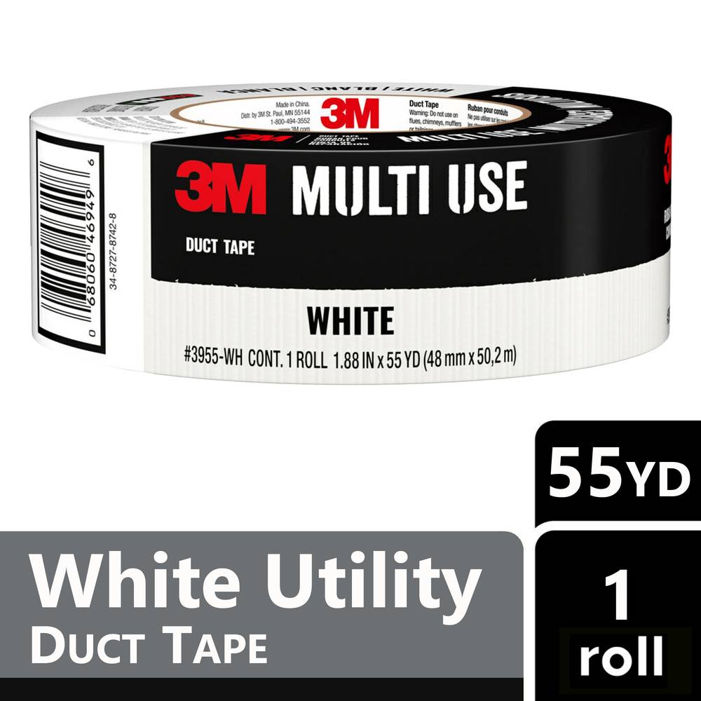 3M Duct Tape General Purpose Utility White Rubberized Duct Tape 1.88-in x 55 Yard(s) | 3955-WH