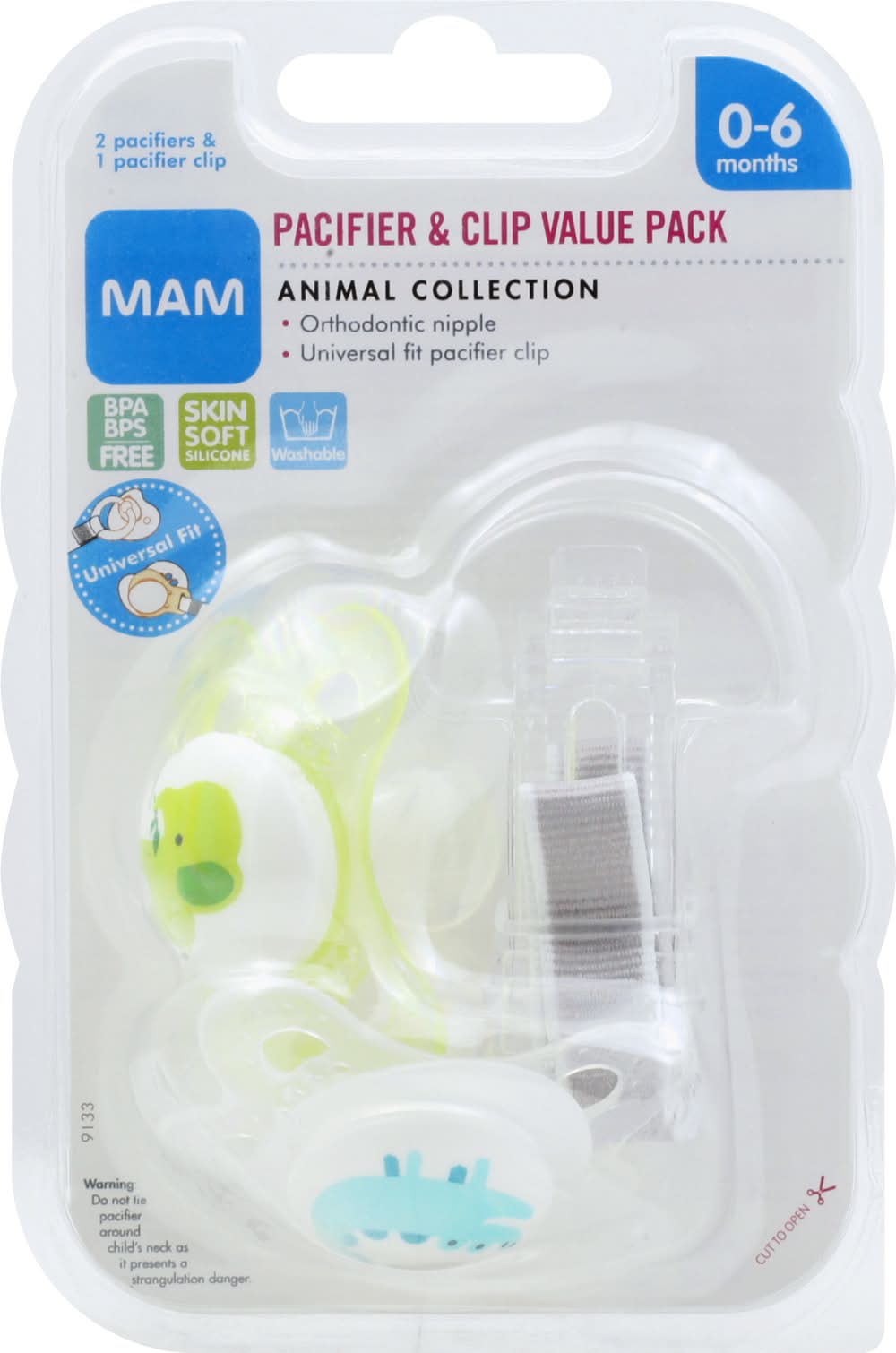 MAM Animal Collection Pacifier & Clip (1.8 oz)