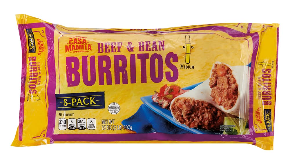 Casa Mamita Burritos, Beef & Bean (32 oz, 8 ct)