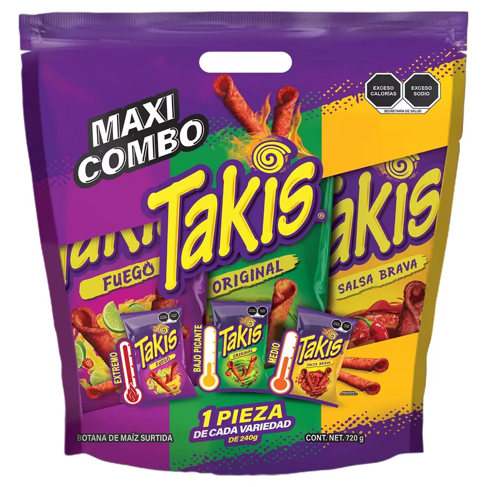 Takis · Botanas maxi combo, fuego-original-salsa brava (3 x 240 g)