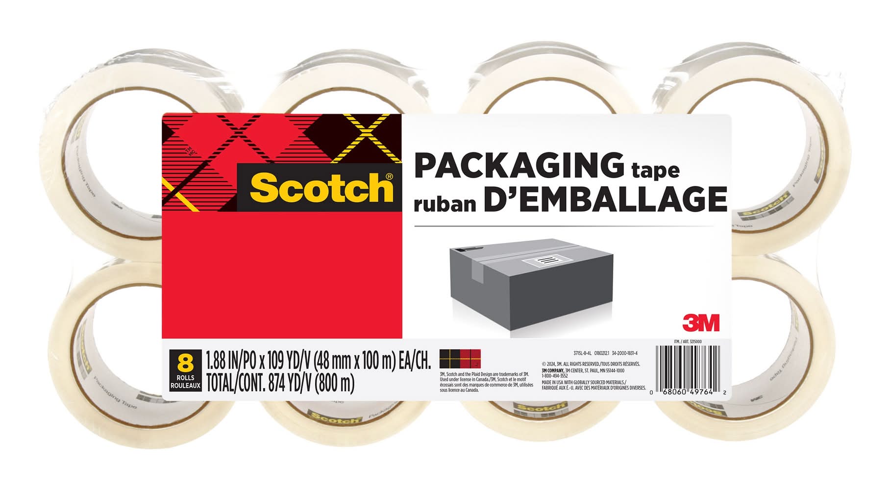Scotch Ruban D'Emballage, Paquet De 8 / Scotch Packaging Tape, 8-Pack