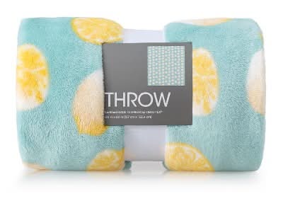 Novelty Recycled Printed Lemons Plush Throw Blanket