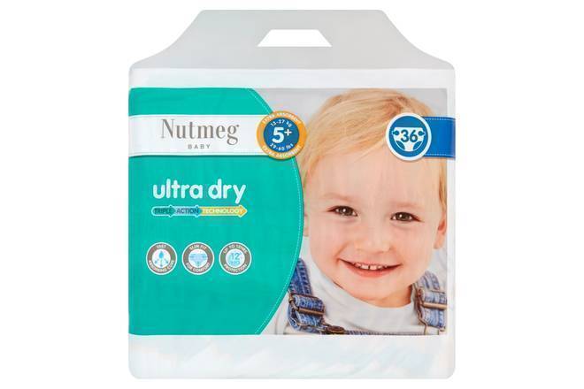 Nutmeg Ultra Dry Size 5+ Nappies 36pk