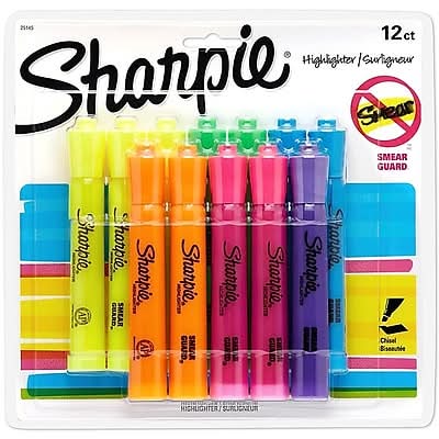 Sharpie Tank Highlighter Chisel Tip, Assorted (12 ct)