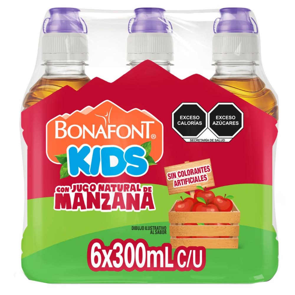 Bonafont · Kids agua con jugo natural, manzana (6 x 300 ml)