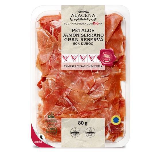 Pétalos Jamón Serrano gan Reserva 50% Duroc Nuestra Alacena 80 g.