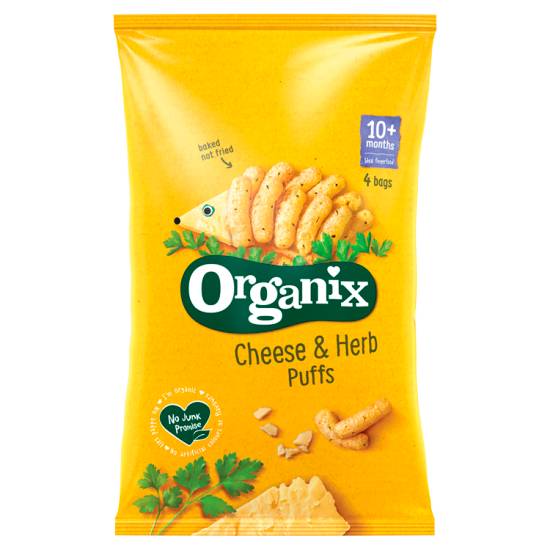Organix Cheese & Herb Organic Finger Food Toddler Snack Corn Puffs Multipack (4ct)