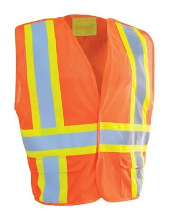 Forcefield 5-Point Tear Away Hi Vis Mesh Traffic Safety Vest, S, Orange