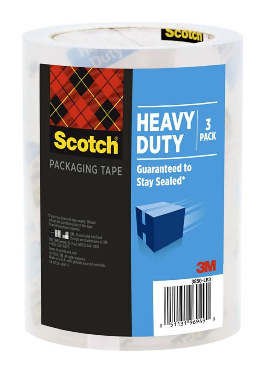 Scotch 1.88 In. W X 38.2 Yd L Heavy Duty Packaging Tape 3 Pk