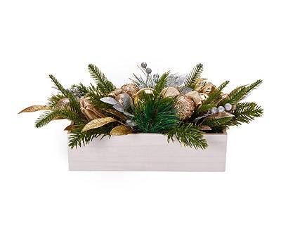 Gold Ornament & Greenery Tabletop Centerpiece