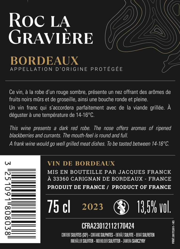 ROC LA GRAVIERE BORDEAUX ROUGE Roc la gravière vin bordeaux rouge