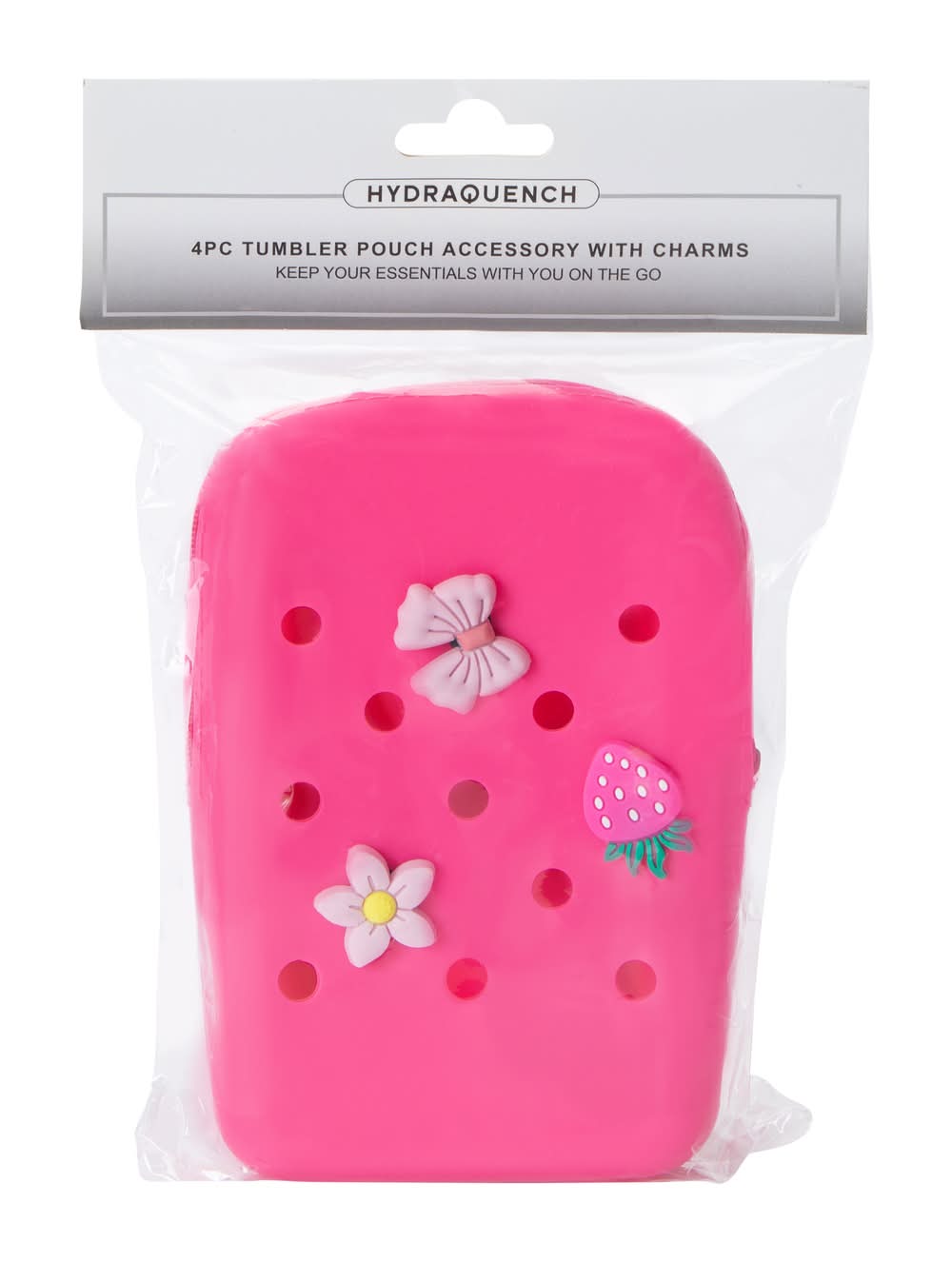 Tumbler Pouch Accessory With Charms 4-Pieces Pink