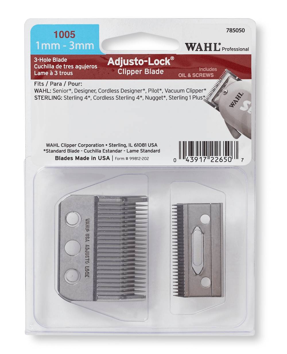 Wahl Professional 3-hole Clipper Blade - Standard - 1mm-3mm