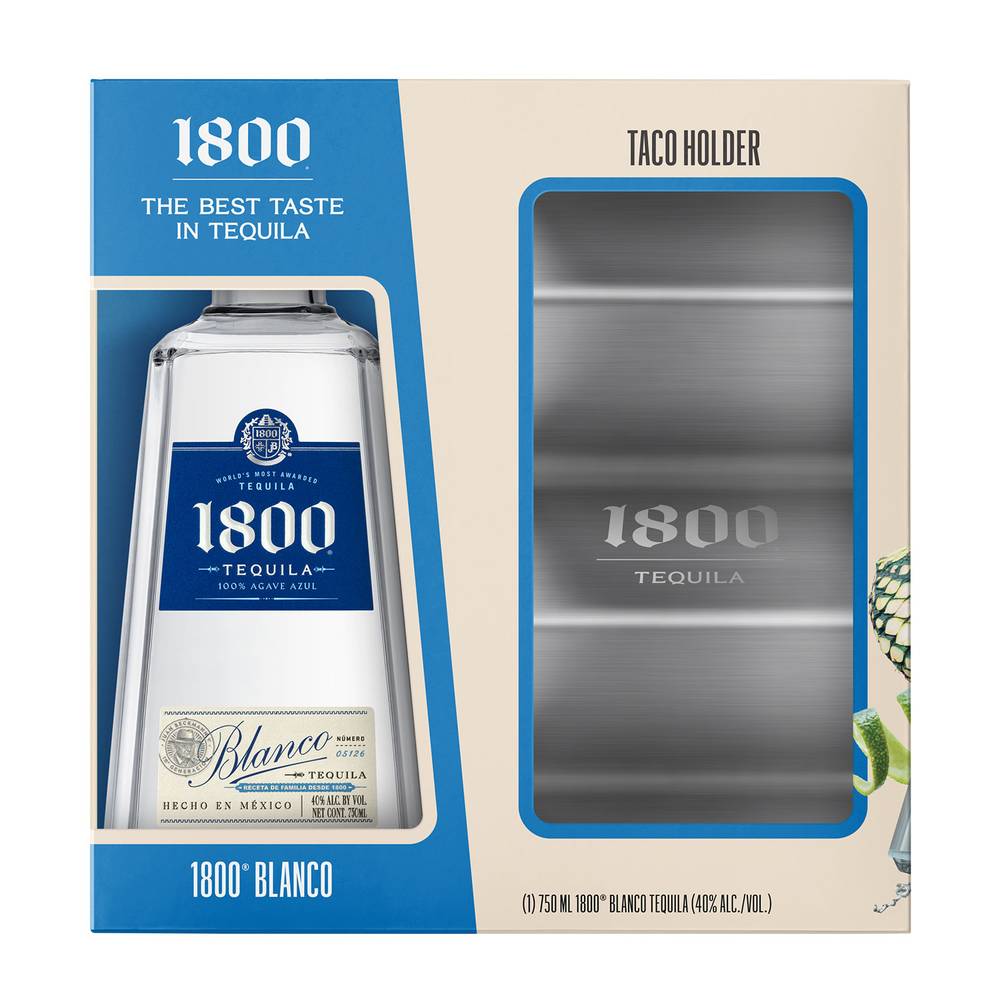 1800 Silver Tequila With Taco Holder (750ml bottle)
