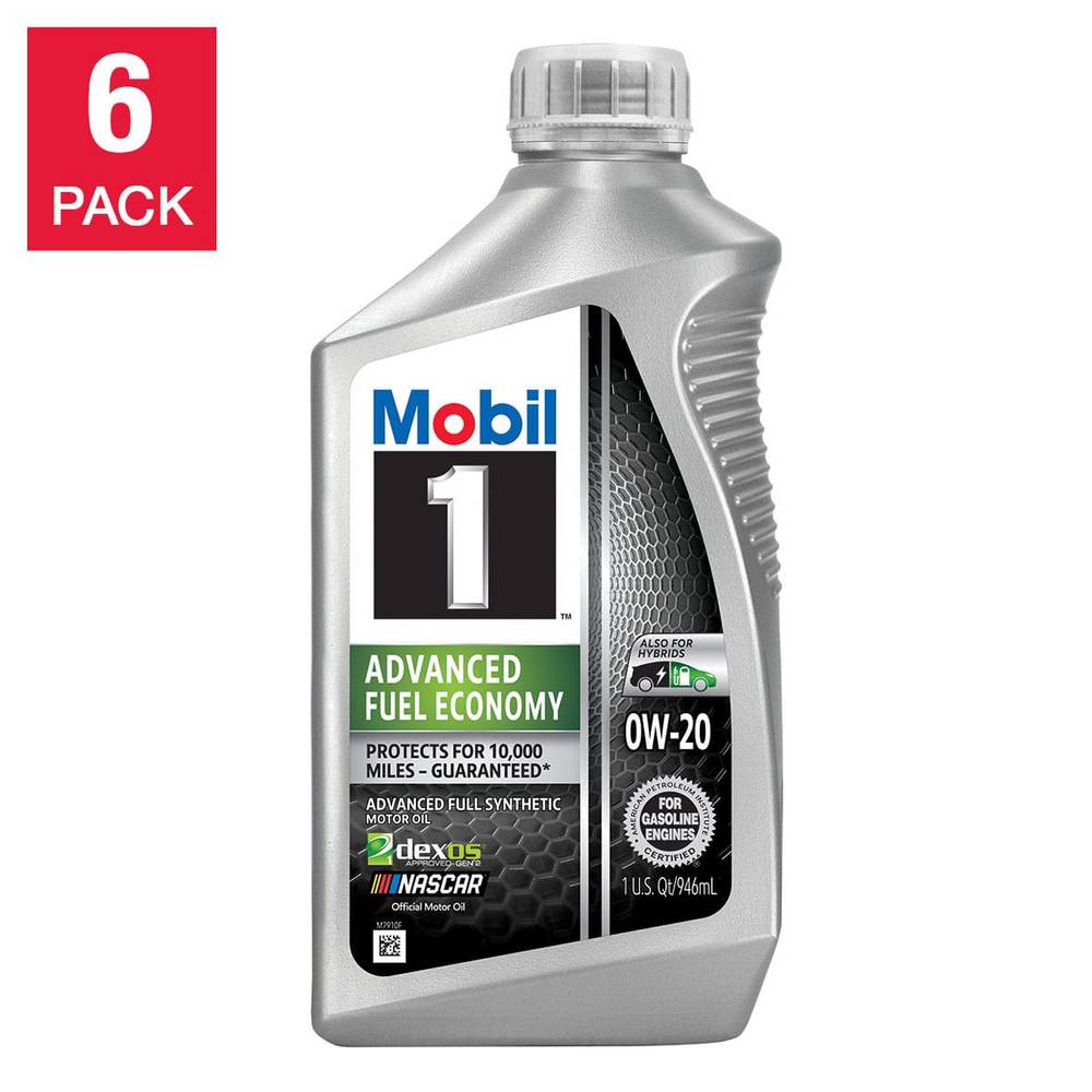 Mobil 1 Advanced Fuel Economy Full Synthetic Motor Oil 0W-20, 1-Quart/6-Pack