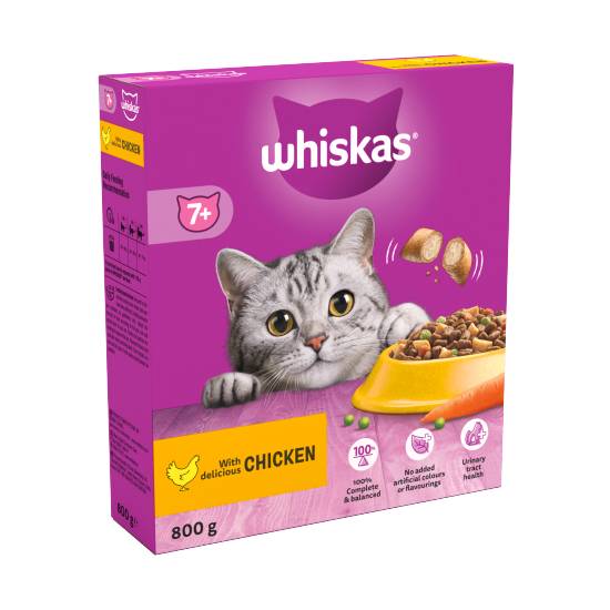 Whiskas Chicken, 7+, Complete Dry Cat Food (800g)