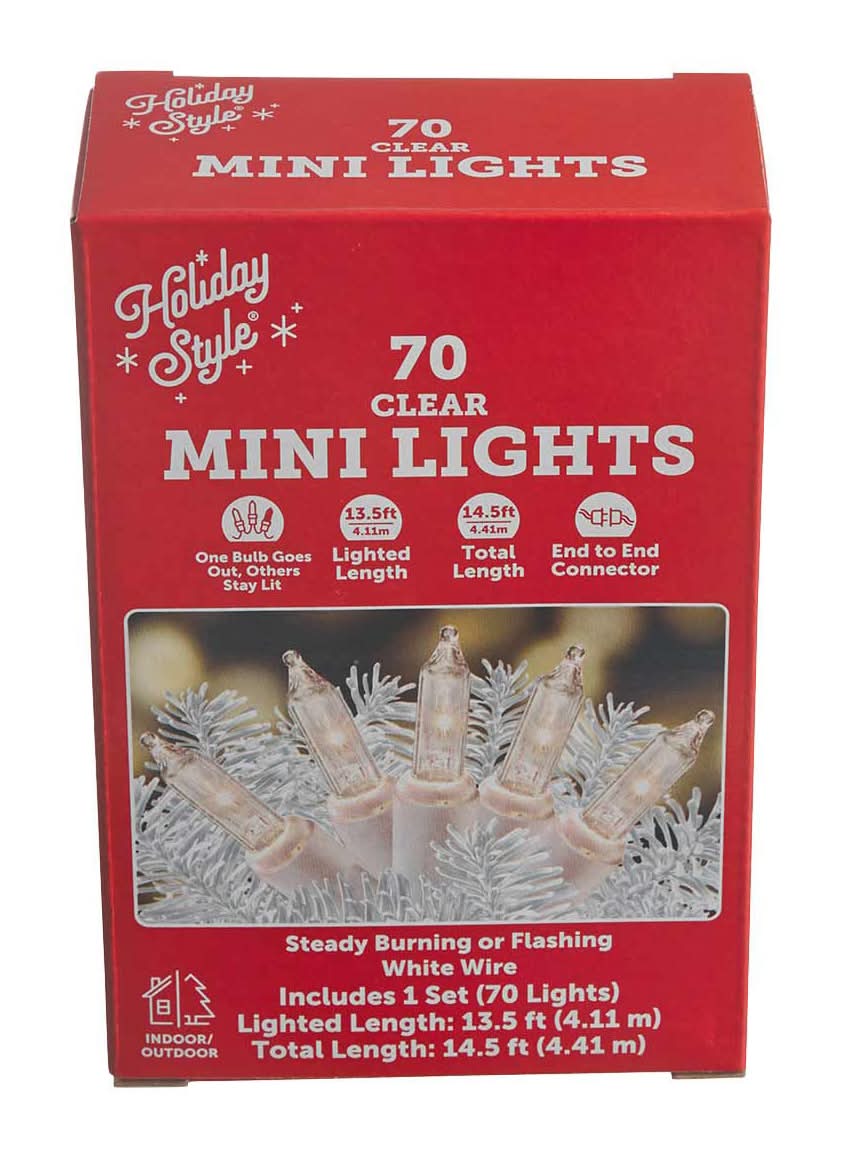 Holiday Style White Wire Mini Lights, 14.5 ft, Clear (70 ct)