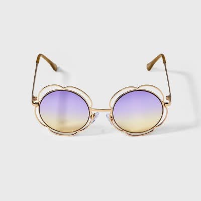 Art Class Metal Flowers Sunglasses, Women, Purple-Gold
