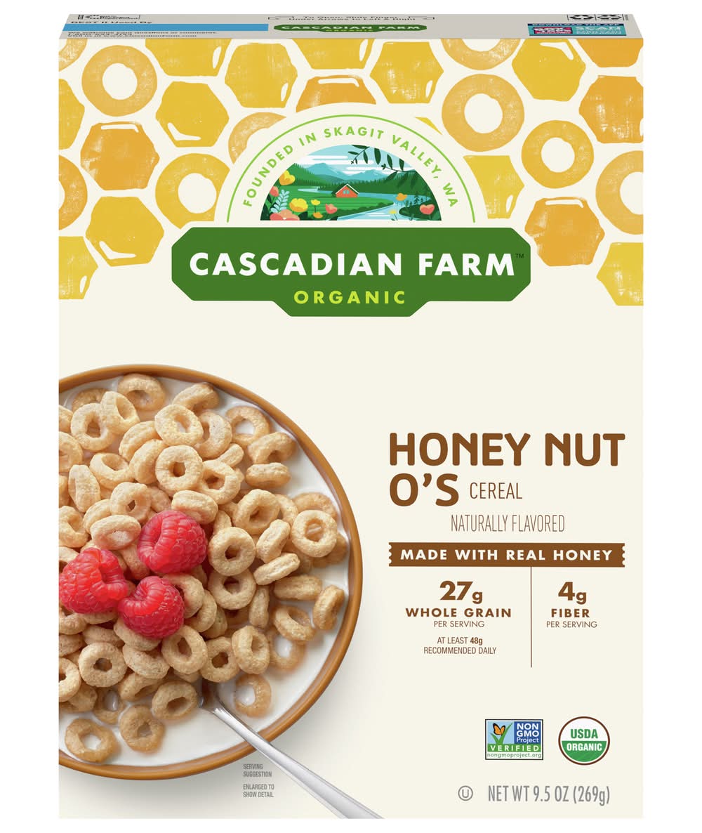 Cascadian Farm Organic Cold Cereal, Honey Nut O's (9.5 oz)