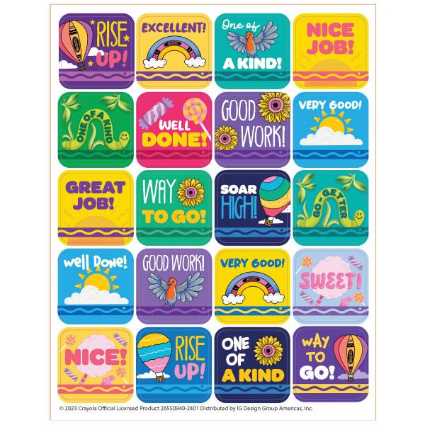 Crayola® Colors Of Kindness Theme Stickers, 1" x 1", Multicolor, Pack Of 120 Stickers