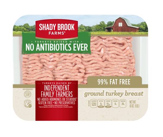 Shady Brook Farms Fat Free No Antibiotics Ever Ground Turkey Breast Tray