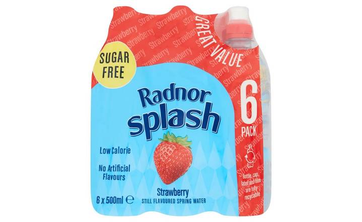 SAVE 50p: Radnor Splash Strawberry Flavoured Spring Water 6 x 500ml (405231)