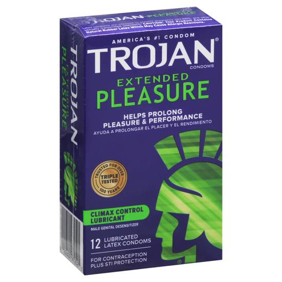 Trojan Extended Pleasure Climax Control Lubricated Latex Condoms (12 ct)
