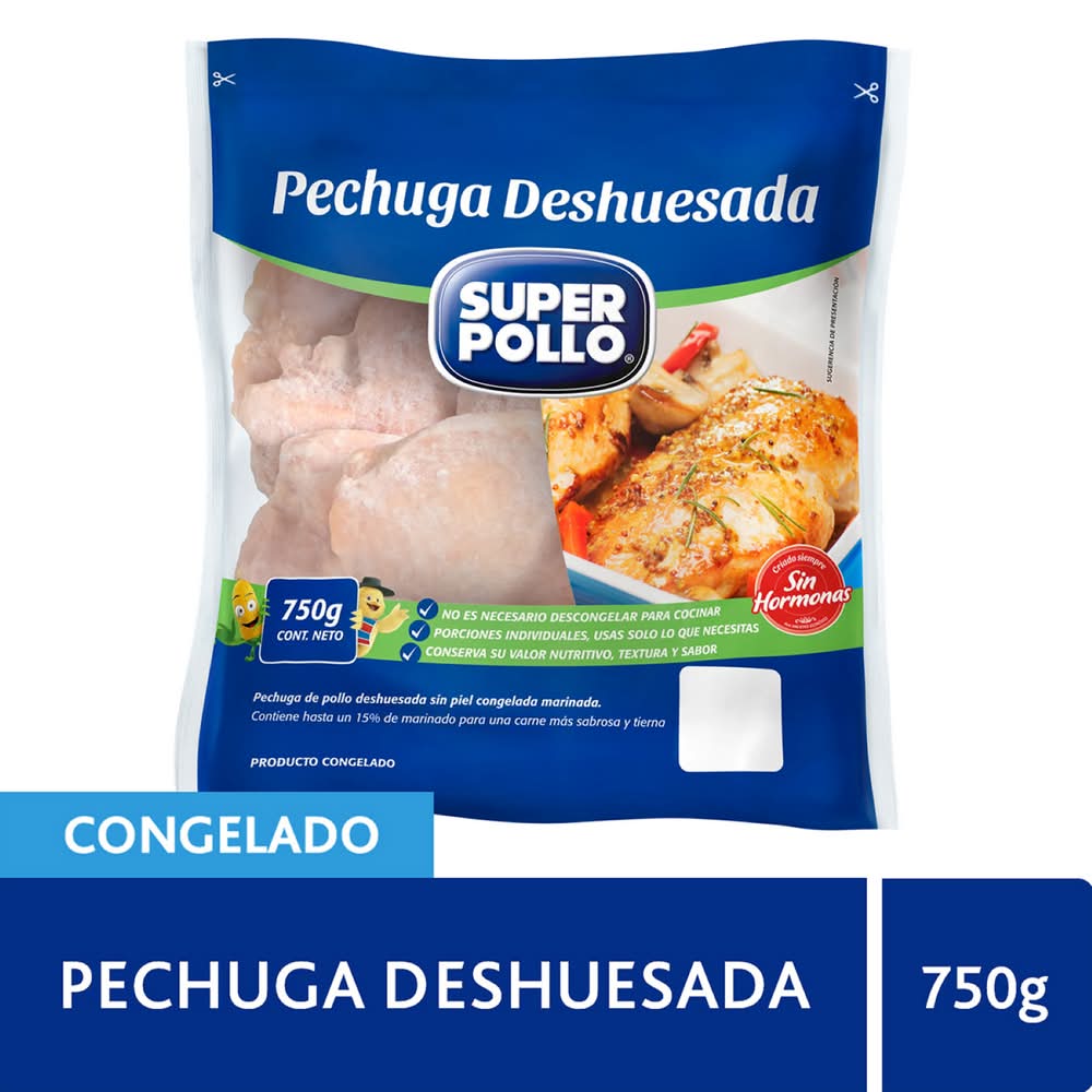 Súper Pollo · Pechuga de pollo deshuesada y congelada (750 g)