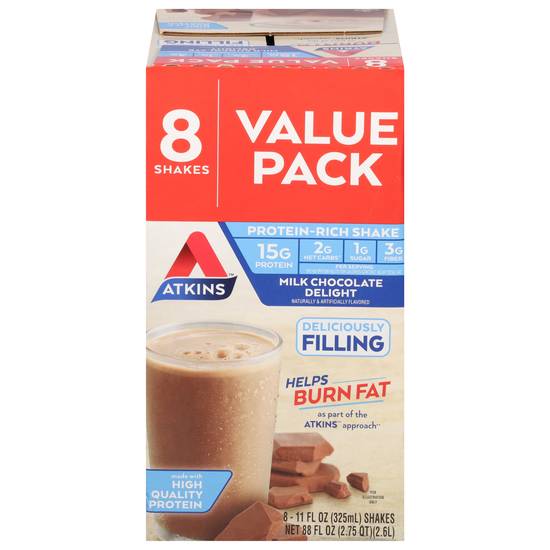 Atkins Protein-Rich Shake Milk Chocolate Delight (8 ct, 11 fl oz)