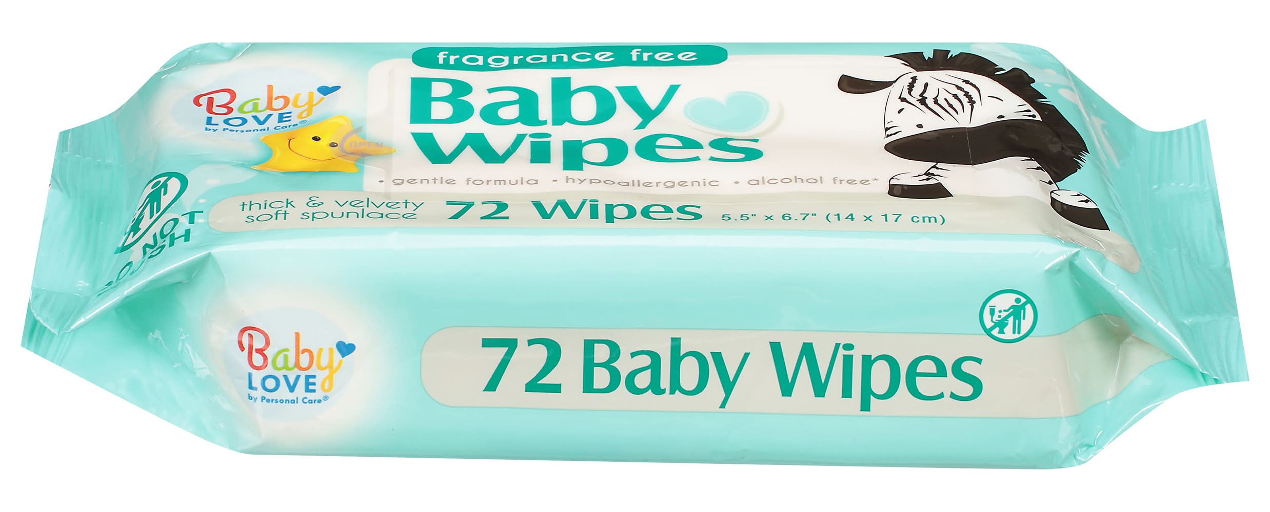 Baby Love Fragrance Free Wipes, 14 cm x 17 cm (72 ct)