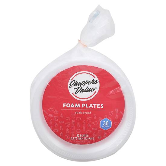 Shoppers Value Soak Proof Foam Plates 8.9 in (30 ct)