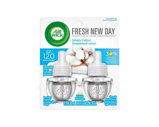 Air Wick · Fresh new day simplement coton (Recharge 2/20 ml) - Fresh New Day plug in scented oil simply cotton (2 x 20 mL)