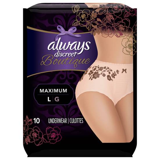 Always Discreet Boutique Underwear Maximum L (10 ct)