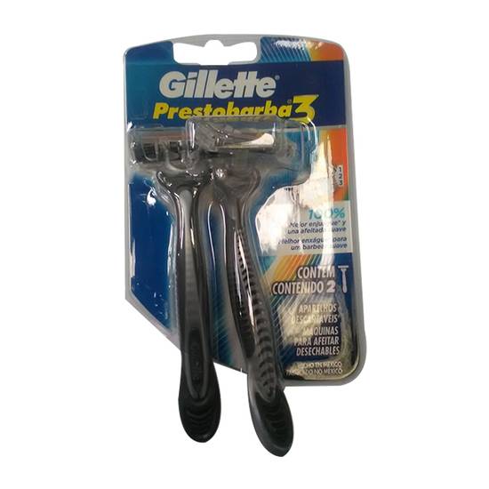 Afeitadora Desechable Gillette Pack X 2 Prestobarba 3 Hojas Base