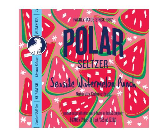 Polar Summer Limited Edition Seltzer, Watermelon (6 x 12 fl oz)