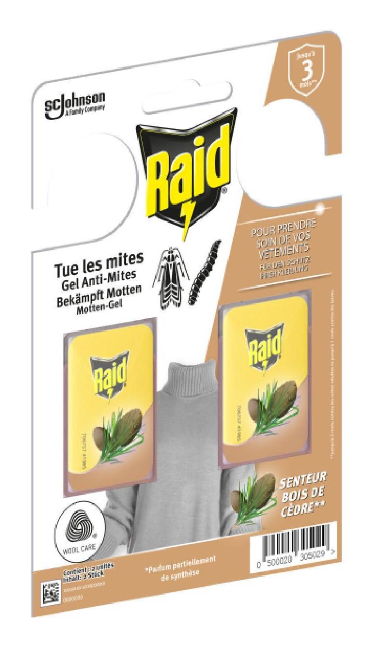 Raid - Anti mites gel garde de robe senteur bois de cèdre (2)