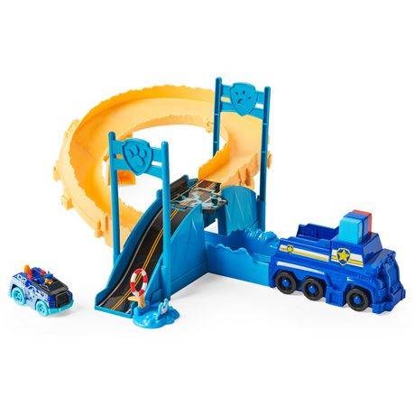 Paw Patrol, True Metal Chase Rescue Track Set With Exclusive Chase Die-Cast Vehicle, 1:55 Scale